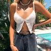 Women's Tanks & Camis Single Button RuchedCamis Sexy Splice White Summer Camisole Ladies Casual 2022 Fashion Cropped Top Lace Women