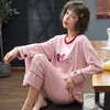 Neue Frühlings-Nachtwäsche-Sets Kawaii Cartoon-Pyjama-Anzug für Frauen aus weicher Baumwolle Damen Home Wear Große Größe Pijama Pyjama Mädchen M-4XL Y200708