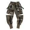 Multi-Pocket Hip Hop Joggers Men da cintura elástica calça calças de rua de rua Men destacável LJ201221