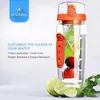 Owoce Infuser Butelka Wody 1000ml BPA Bezpłatna woda + butelka siłownia Butelka wielokrotnego użytku Flip Top Dridge Drinkware Travel Prezent Przedmiot dla dorosłych Y200106