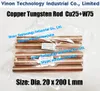 Ø20x200Lmm Copper Tungsten Rod W75 (Copper 25%+Tungsten 75%), Spark Erosion Copper Tungsten Electrode Alloy Round Bar Dia. 20mm Length 200mm