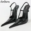 Sorbern Sexy métal haut talon pompe chaussures femmes en cuir véritable Slingback longs Pionty orteils Stielttos italie Style chaussures habillées