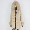 BLUENESSFAIR 2020 Parka imperméable manteau de fourrure véritable veste d'hiver femmes col de fourrure de renard naturel capuche épais chaud survêtement Streetwear LJ201201