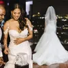2021 élégantes robes de mariée sirène bretelles spaghetti dentelle appliques perlées balayage train tulle sur mesure mariage robe de mariée vestidos