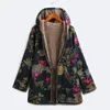 Easehut 5XL Plus Size Dames Lente Parkas Jassen Vintage Floral Print Dunne Fleece Winterjas Vrouwelijke Hooded Warm Streetwear 201217