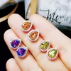 Natural real amethyst or citrine stud earring Per jewelry 5x7mm 0.7ct 2pcs gemstone 925 sterling silver Fine jewelry X2185