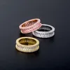 New Arrived Square Cubic Zirconia Stones Rings Iced Out Micro Pave Cool Men Women Couple Gold Color Rings Hip Hop Jewelry Gift