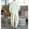 5XL Men's Set Casual Suit Cotton Linen Shirt + Ankle Pants 2 Pieces Sets Oversize Men T-shirt Male Summer Tracksuit XXXXXL 211220