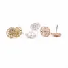 Round Style Cute Flowers Stud Earrings Hollow out Design Gold White Rose Three Color Optional For Women