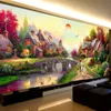 El más nuevo tamaño grande pintura de paisaje 5D fantástico jardín cabaña creativo diamante bordado pintura DIY mosaico regalo hogar decorat 201112