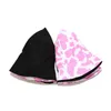 2022 Новая мода корейский розовый корова печатает ковш шляпа женщин обратимая рыболовная шапка Bob Chapeau осень лето G220311