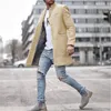 Men's British Style Woolen Coat - Designer Winter Lapel Neck Trench Coat, Loose Fit, Fashionable Lattice Pattern, Trendy Solid Color Outerwear