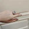 Vecalon zaręczynowy Pierścień Pierścień 925 Sterling Silver Asscher Cut 6ct 5a CZ Luksusowy obrączka dla kobiet Bridal Jewelry1529103