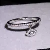 Basit Moda Takı 925 Gümüş Açısı Göz Eternity Halka açacağı Beyaz Safir cz Elmas Taşlar Kadınlar Wedding Band Yüzük Hediye