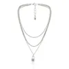 Ingesight z gotisk flerskiktad silverfärg Link Chain Choker halsband krage för kvinnor män hänglås hänge halsband smycken225e