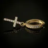 2024SS Trendy Men Women oorbellen Golden vergulde micro verhard CZ Cross Bling Oorringen Hoops Punk Rock Hip Hop Sieraden