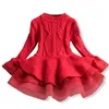 クリスマス冬の秋の女の子のドレス子供服子供es for Sパーティー長袖ニットセーター幼児211231