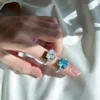 Original Design Party Ring Real 925 Sterling Silber CZ Diamant Ring Europäischen Amerikaner Bling High 8A Zirkon Eheringe Engagement Schmuck für Frauen Mädchen Liebe Geschenk