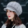 Invierno de las mujeres Nuevo sombrero de punto grueso Mezcla de piel de conejo Plus Terciopelo Salvaje Deportes al aire libre Cap Girl Otoño Sólido Check Warm Beanie Hat Y201024