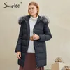 A quente elegante colarinho de pele elegante casaco casual novo design bolso parka moda marinha feminina de inverno à prova de vento 201019