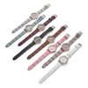 Mode Dames Horloges Luxe Meisje Casual Polshorloge Lederen Band Crystal Rhombus Double Color Dial Ladies Quartz Watch