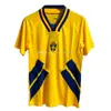 1994スウェーデンレトロバージョンサッカージャージークラシックヴィンテージホーム＃10ダーリン＃11ブロリン＃7ラーソンジャージーシャツカミサデフテボルフットボールユニフォーム