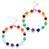 Pulseras de cuentas de ojo de tigre para mujer, pulsera de Yoga de 7 Chakras con hebra de piedra Natural, joyería fina de moda, regalo y arena