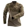 Tactical Cotton Tshirts Men Exército Combate Verde Camuflagem Tireta Men Manga Longa Camiseta Militar Hunt Hunt Tshirts Outwear 201116