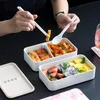 INS Marbling Japonais DoubleLayer Container Lunch Box Micro-ondes Bureau Déjeuner Conteneur Alimentaire Étudiant Rectangulaire Conteneur Alimentaire 201015