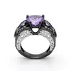 Wedding Rings Green/Purple Heart Zircon Ring Fashion White/Black Gold Jewelry For Women Birthday Stone Vintage Gifts1