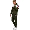 Märke Fashion Tracksuit Men Zipper Hoodies + Sweatpant Set Mens Gym Joggers Sweatshirts Passar Man Höst Sportkläder Sats 201109