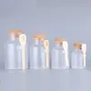 Conteneurs de bouteilles cosmétiques en plastique givré avec bouchon en liège et cuillère de bain masque de sel poudre crème bouteilles d'emballage pots de stockage de maquillage JXW758