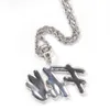 Le plus récent A-Z HIP HOP personnalisé chevauchement herbe police pendentif combinaison mots nom pendentif avec chaîne colliers zircone bijoux 3235