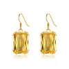 Boucles d'oreilles en Citrine couleur or 18 carats pour femmes, bijoux suspendus en argent Sterling 925 véritable, Vintage, bijoux tendance 2022