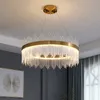 Postmodern Living Room Chandelier Simple Pendant Lamp Luxury Crystal Chandeliers Dining Bedroom Pendant Nordic House Decoration Lighting LED Round