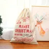 Ny Canvas Christmas Sants Bag Stora Drawstring Candy Väskor Santa Claus Bag Xmas Santa Sacks Presentväskor till juldekoration