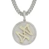 Gold Silver Colors Mens Bling HipHop Jewelry Bling CZ Iced Out Large Number 44 Spinner Pendant Necklace for Men Women with Cuban Chain