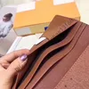 62665 Hohe Qualität mit Box Mode Brieftasche Designer Reißverschluss Pocke Brieftasche Männer Klassische braune Lederbrieftaschen Herren Lange Geldbörse qwery