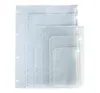 A6 Rensa stansade bindemedelsfickor för bärbara datorer 6 hål Zipper Loose Leaf Bags PVC Frosted Notebook Inserts Organisera Dokumentlagringsmappar