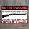 2021 Metal No Trespassing Warning Gun Shot Tenn Tecken Vintage Plate Wall Bar Garage Shop Hem Club Cafe Art Craft Do Old Decor Plaque 20x30cm