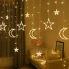 3,5 м светодиодный сказочный занавес EU / US / UK Plug Plug Moon Star Pentagagram гирлянда лампы светильник для рождественской вечеринки свадебный декор Y200603