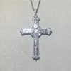 Originale 925 Sterling Silver Exquisite Bibbia Gesù Croce Collana con ciondolo per donna Uomo Crocifisso Fascino Pave Square Gioielli con diamanti simulati