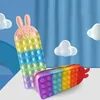 Bolha descompressão brinquedos silicone arco-íris dedos pressionando bonito desenho animado arco-íris bowknot unicorn puzzle papelaria armazenamento