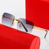 Mens Designer Sunglasses Leopard Head Composite Metal Rimless Pantical Frame Classic Rectangle Square Square Gold Sunshade Sunglass Cartibeltbelt006
