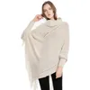 Plus Size Cashmere Cashmere Warm Cape Poncho Nieregularne Tassel Szal Płaszcz Kobiety Turtleneck Capa Sueter Mujer Sweter Pulator Cloak 201210