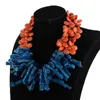 Gorgeous Orange and Teal Blue Baroque Coral Necklace Fashion African Wedding Beads Party Necklace Bridal Jewelry 2020 CNR037