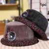 Stingy Brim Hats Women Daily Head Wear Top Hat Accessories Fedora Gift Soft Middle Aged Autumn Winter Vintage Round Artificial Wool Adjustab