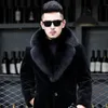 Limited Real Solid No Full Palto Large Size Winter Sheep Shearing Outerwear Men One-piece Coat Long Fox Collar Jacket LJ201110