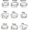 New Stainless Steel Zodiac Rings for Women Men Antique Style Design Letter Leo Aries Rings Minimalist 12 Constellation Jewelry