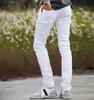 I jeans da uomo vendono uomini strappati bianchi con fori Super skinny Famoso designer di marca Slim Fit Jeans strappati distrutti per uomo AY9911